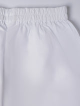 Boys Red Rayon Schifli Embroidered Kurta with White Pyjama Set