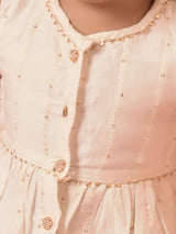 Girls White Festive Solid Sleeveless Kurta with Pyjama