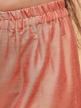 Girls Pink Viscose Anarkali Kurta Set with Complimentary Polti Bag