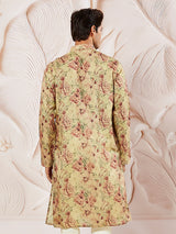 Men's Beige Festive Printed Full Sleeves Kurta