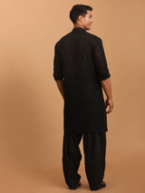 Men's Black Festive Printed Full Sleeves Kurta Set