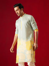 Men's Yellow Festive Printed Full Sleeves Kurta