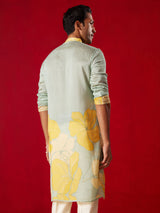 Men's Yellow Festive Printed Full Sleeves Kurta
