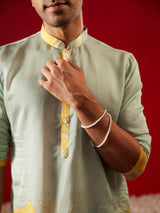 Men's Yellow Festive Printed Full Sleeves Kurta