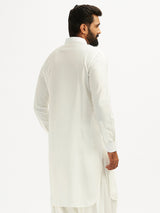 Men's White Festive Solid Full Sleeves Kurta
