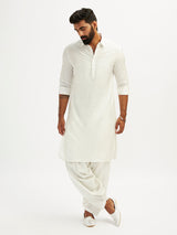 Men's White Festive Solid Full Sleeves Kurta