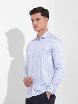 Men's Blue Casual Printed Full Sleeves Shirt