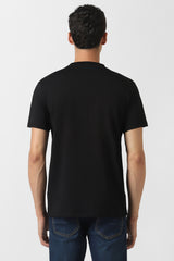 Men's Black Casual Printed Round Neck Regular Fit Half Sleeves Tshirt