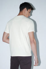 Men's White Casual Solid Round Neck Regular Fit Half Sleeves Tshirt