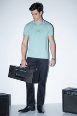 Men's Blue Casual Solid Round Neck Regular Fit Half Sleeves Tshirt