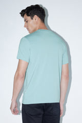 Men's Blue Casual Solid Round Neck Regular Fit Half Sleeves Tshirt