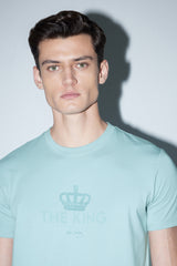 Men's Blue Casual Solid Round Neck Regular Fit Half Sleeves Tshirt