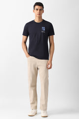 Men's Navy Casual Solid Regular Fit Half Sleeves Tshirt