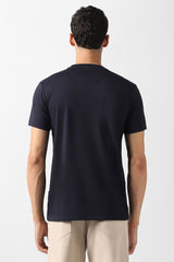 Men's Navy Casual Solid Regular Fit Half Sleeves Tshirt