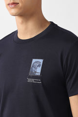 Men's Navy Casual Solid Regular Fit Half Sleeves Tshirt