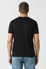 Men's Black Casual Solid Round Neck Regular Fit Half Sleeves Tshirt