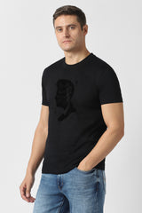 Men's Black Casual Solid Round Neck Regular Fit Half Sleeves Tshirt