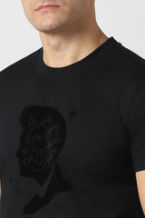 Men's Black Casual Solid Round Neck Regular Fit Half Sleeves Tshirt