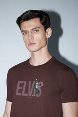 Men's Brown Casual Solid Round Neck Regular Fit Half Sleeves Tshirt