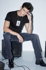 Men's Black Casual Solid Regular Fit Half Sleeves Tshirt