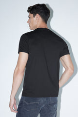 Men's Black Casual Solid Regular Fit Half Sleeves Tshirt