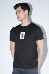 Men's Black Casual Solid Regular Fit Half Sleeves Tshirt
