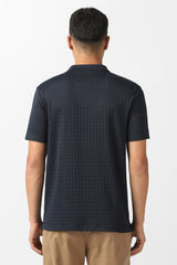 Men's Blue Casual Jacquard Regular Fit Half Sleeves Tshirt
