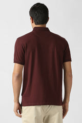 Men's Maroon Casual Solid Regular Fit Half Sleeves Tshirt