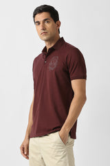 Men's Maroon Casual Solid Regular Fit Half Sleeves Tshirt