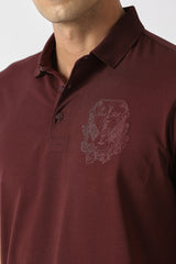 Men's Maroon Casual Solid Regular Fit Half Sleeves Tshirt