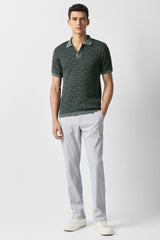 Men's Grey Casual Striped Regular Fit Half Sleeves Tshirt