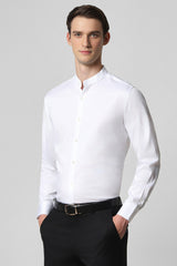 Men's White Formal Solid Slim Fit Full Sleeves Shirt