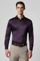 Men's Purple Formal Solid  Slim Fit Full Sleeves Shirt