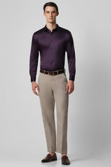 Men's Purple Formal Solid  Slim Fit Full Sleeves Shirt