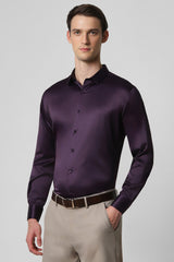 Men's Purple Formal Solid  Slim Fit Full Sleeves Shirt