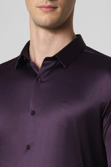 Men's Purple Formal Solid  Slim Fit Full Sleeves Shirt