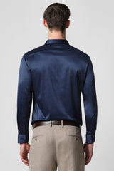 Men's Blue Formal Solid Slim Fit Full Sleeves Shirt
