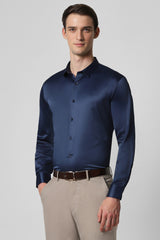 Men's Blue Formal Solid Slim Fit Full Sleeves Shirt