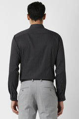 Men's Black Formal Printed Slim Fit Full Sleeves Shirt