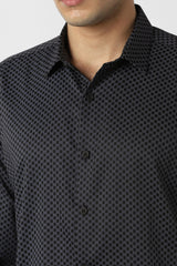 Men's Black Formal Printed Slim Fit Full Sleeves Shirt