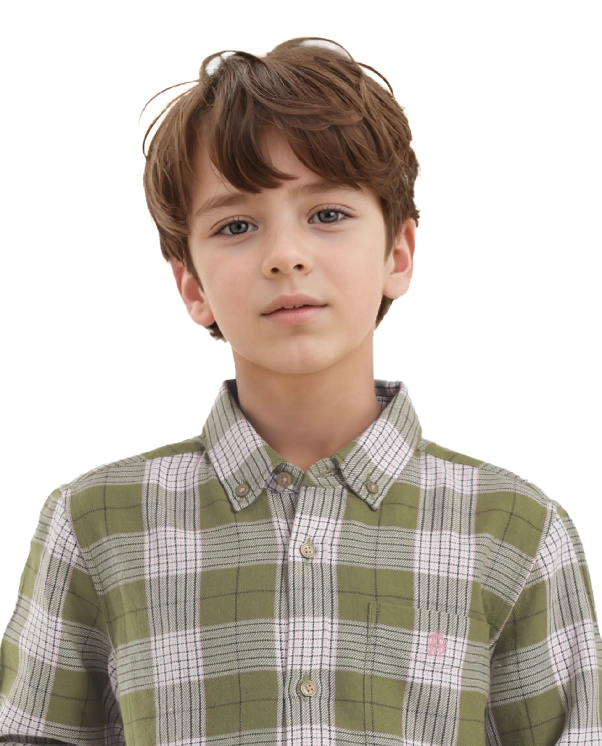 Boys Green Casual Regular Fit Checked Full Sleeves Shirt