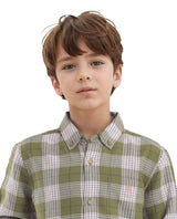 Boys Green Casual Regular Fit Checked Full Sleeves Shirt
