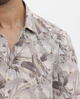 Men's Beige Casual Regular Fit Printed Half Sleeves Shirt