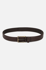 Men's Brown Solid Leather Belt and Wallet Combo