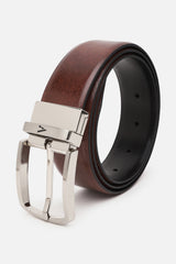 Men's Brown and Black Formal Leather Belt