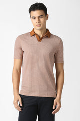 Men's Brown Formal Solid Regular Fit Half Sleeves Tshirt