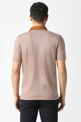Men's Brown Formal Solid Regular Fit Half Sleeves Tshirt