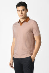 Men's Brown Formal Solid Regular Fit Half Sleeves Tshirt