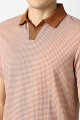 Men's Brown Formal Solid Regular Fit Half Sleeves Tshirt