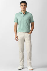 Men's Green Casual Jacquard Regular Fit Half Sleeves Tshirt